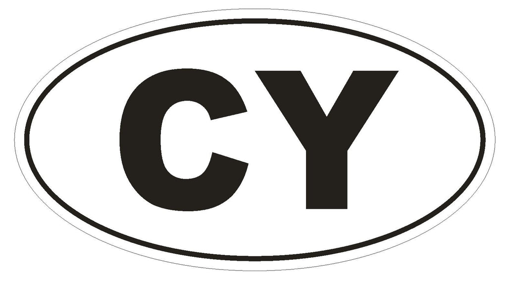 CY Cyprus Oval Bumper Sticker or Helmet Sticker D2046 Country Code - Winter Park Products
