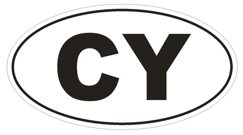 CY Cyprus Oval Bumper Sticker or Helmet Sticker D2046 Country Code - Winter Park Products