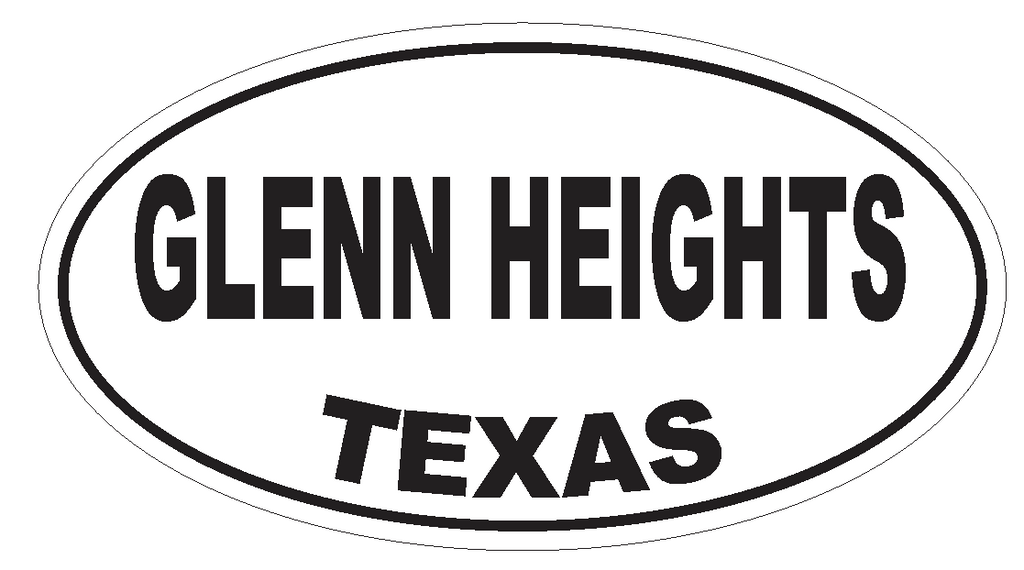 Glenn Heights Texas Oval Bumper Sticker or Helmet Sticker D3445 Euro Oval - Winter Park Products