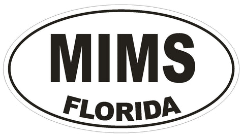 Mims Florida Oval Bumper Sticker or Helmet Sticker D1327 Euro Oval - Winter Park Products