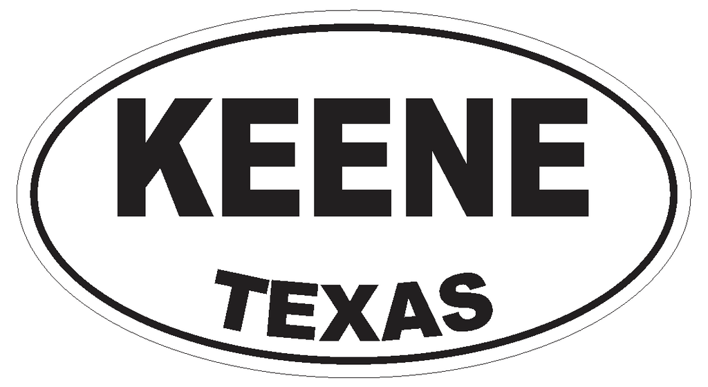 Keene Texas Oval Bumper Sticker or Helmet Sticker D3540 Euro Oval - Winter Park Products