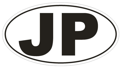 JP Japan Oval Bumper Sticker or Helmet Sticker D145 Euro Oval Country Code - Winter Park Products