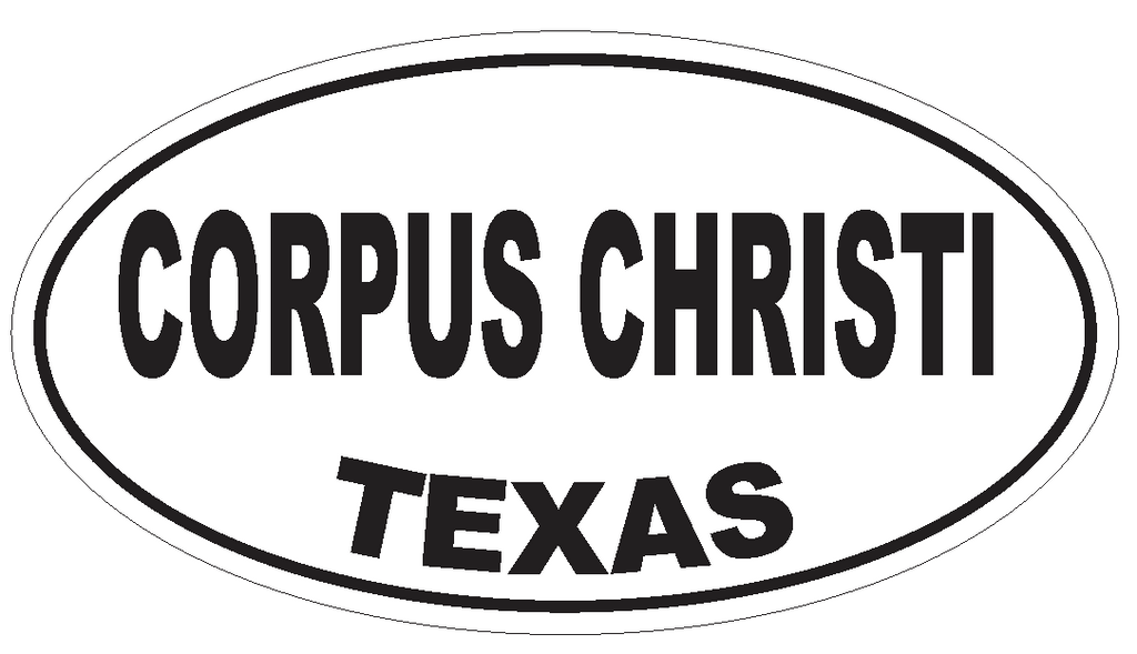 Corpus Christi Texas Oval Bumper Sticker or Helmet Sticker D3293 Euro Oval - Winter Park Products