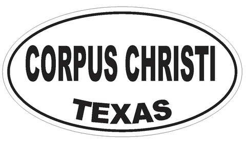 Corpus Christi Texas Oval Bumper Sticker or Helmet Sticker D3293 Euro Oval - Winter Park Products