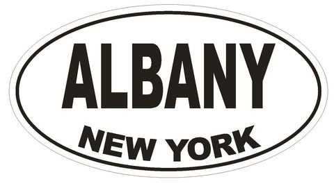 Albany New York Oval Bumper Sticker or Helmet Sticker D1483 Euro Oval - Winter Park Products