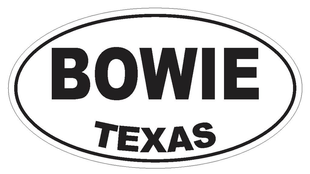 Bowie Texas Oval Bumper Sticker or Helmet Sticker D3222 Euro Oval - Winter Park Products