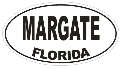 Margate Florida Oval Bumper Sticker or Helmet Sticker D1561 Euro Oval - Winter Park Products