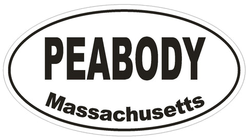 Peabody Massachusetts Oval Bumper Sticker or Helmet Sticker D1447 Euro Oval - Winter Park Products