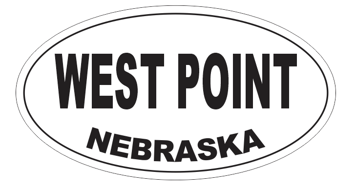 West Point Nebraska Oval Bumper Sticker or Helmet Sticker D7117  Oval