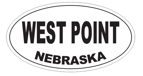 West Point Nebraska Oval Bumper Sticker or Helmet Sticker D7117  Oval
