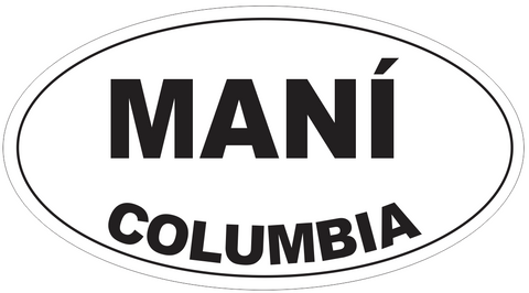 Mani Columbia Oval Bumper Sticker or Helmet Sticker D4389