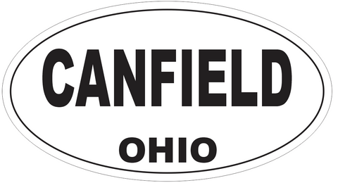 Canfield Ohio Oval Bumper Sticker or Helmet Sticker D6054