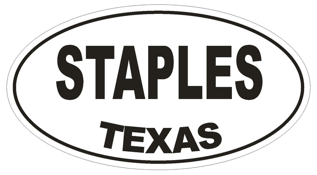 Staples Texas Oval Bumper Sticker or Helmet Sticker D1404 Euro Oval - Winter Park Products
