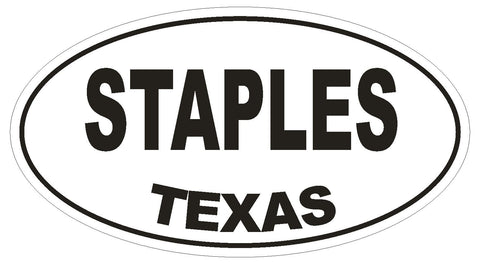 Staples Texas Oval Bumper Sticker or Helmet Sticker D1404 Euro Oval - Winter Park Products