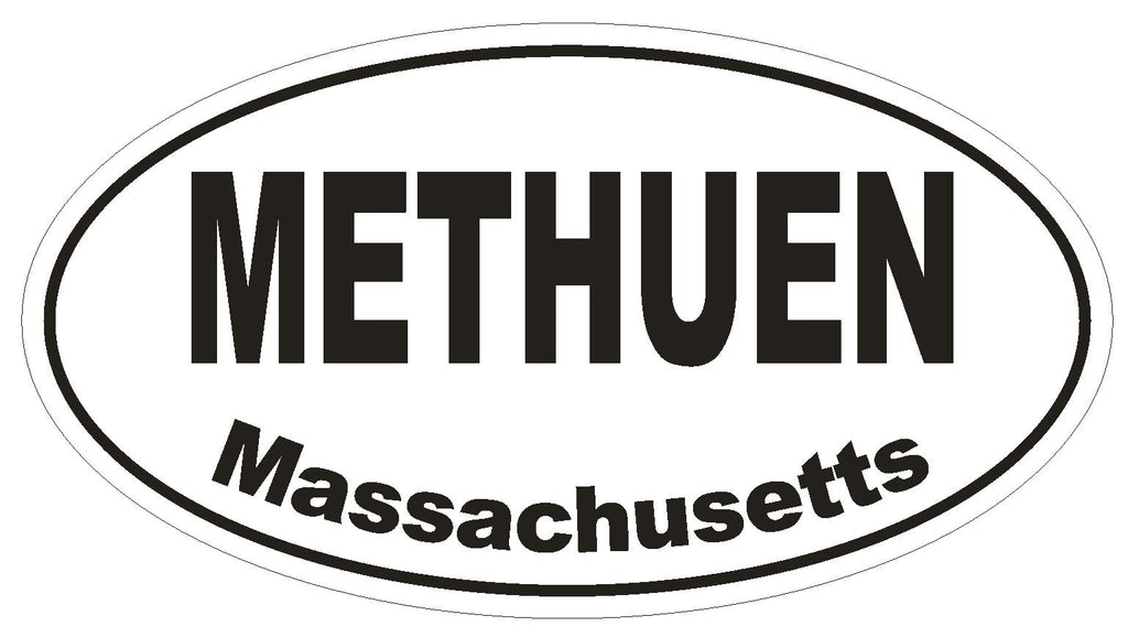 Methuen Massachusetts Oval Bumper Sticker or Helmet Sticker D1444 Euro Oval - Winter Park Products