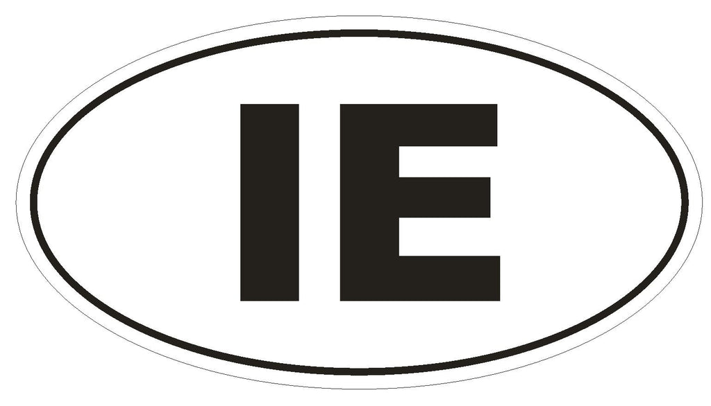IE Ireland Oval Bumper Sticker or Helmet Sticker D2074 Euro Oval Country Code - Winter Park Products