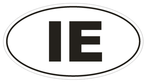 IE Ireland Oval Bumper Sticker or Helmet Sticker D2074 Euro Oval Country Code - Winter Park Products