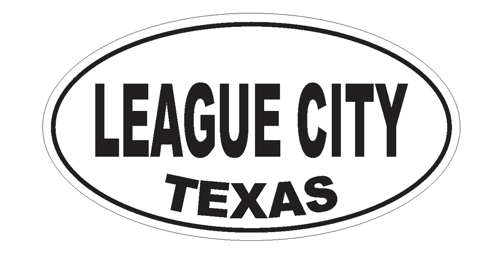 League City Texas Oval Bumper Sticker or Helmet Sticker D3599 Euro Oval - Winter Park Products