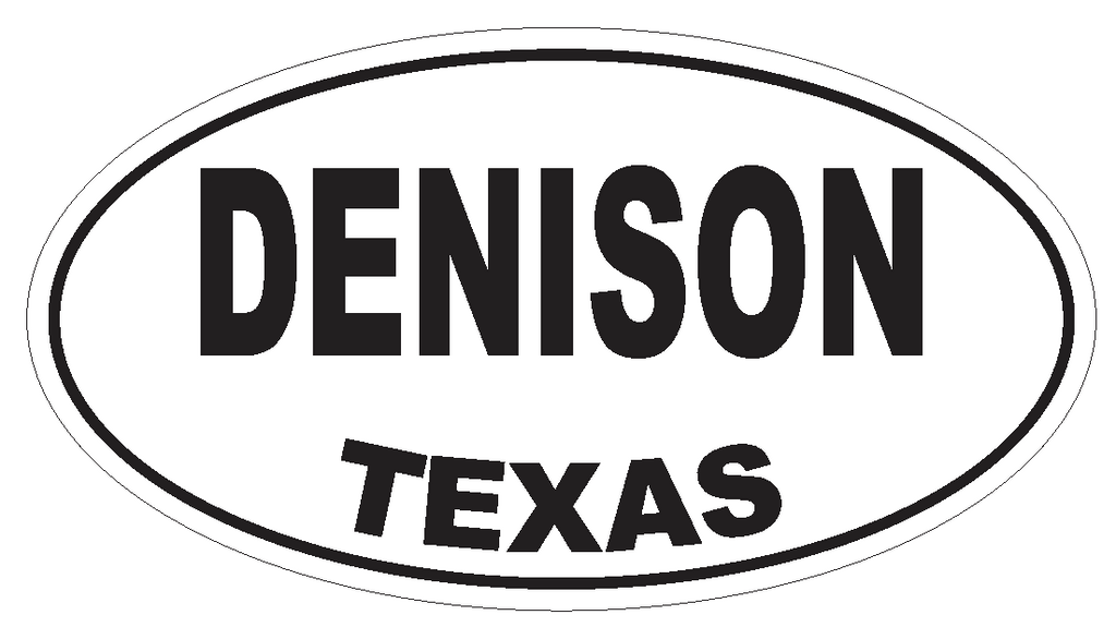 Denison Texas Oval Bumper Sticker or Helmet Sticker D3336 Euro Oval - Winter Park Products