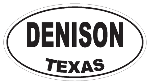 Denison Texas Oval Bumper Sticker or Helmet Sticker D3336 Euro Oval - Winter Park Products
