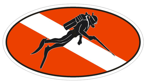 SCUBA DIVER Oval Bumper Sticker or Helmet Sticker D1836 Euro Oval - Winter Park Products