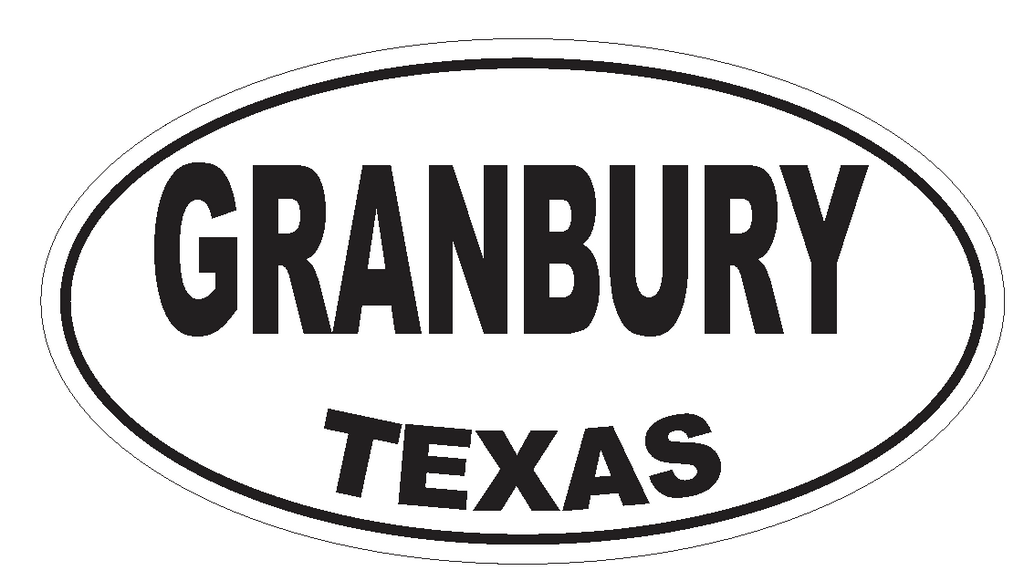 Granbury Texas Oval Bumper Sticker or Helmet Sticker D3427 Euro Oval - Winter Park Products