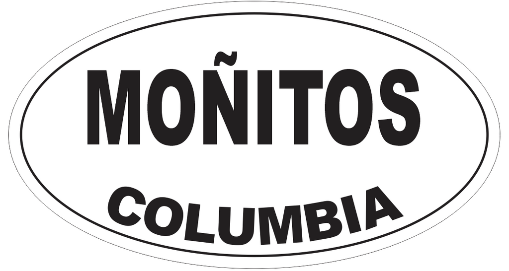 Monitos Columbia Oval Bumper Sticker or Helmet Sticker D4456