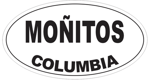Monitos Columbia Oval Bumper Sticker or Helmet Sticker D4456