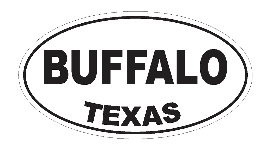 Buffalo Texas Oval Bumper Sticker or Helmet Sticker D3185 Euro Oval - Winter Park Products