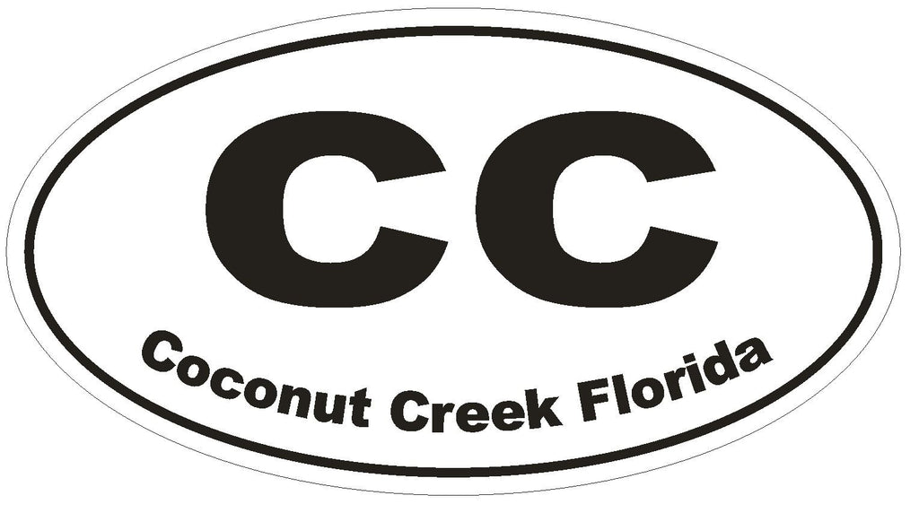 Coconut Creek Florida Oval Bumper Sticker or Helmet Sticker D1638 Euro Oval - Winter Park Products