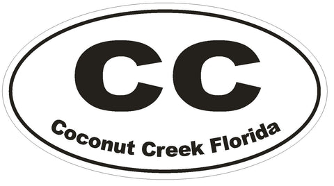 Coconut Creek Florida Oval Bumper Sticker or Helmet Sticker D1638 Euro Oval - Winter Park Products