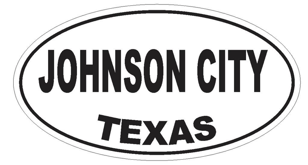 Johnson City Texas Oval Bumper Sticker or Helmet Sticker D3525 Euro Oval - Winter Park Products