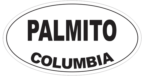 Palmito Columbia Oval Bumper Sticker or Helmet Sticker D4703