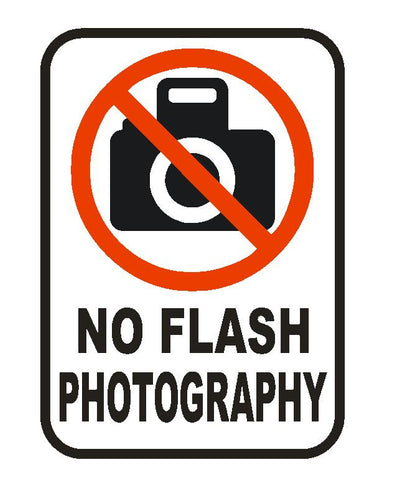 No Flash Photography Sticker Safety Decal Label D859 - Winter Park Products