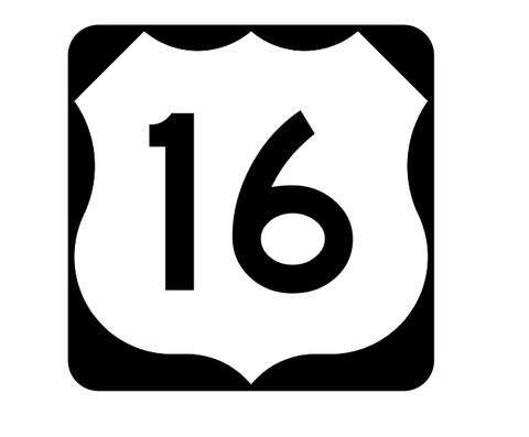 US Route 16 Sticker R1884 Highway Sign Road Sign - Winter Park Products