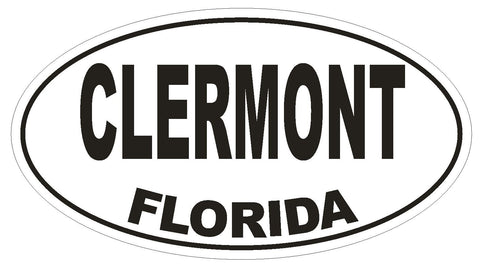 Clermont Florida Oval Bumper Sticker or Helmet Sticker D1469 Euro Oval - Winter Park Products