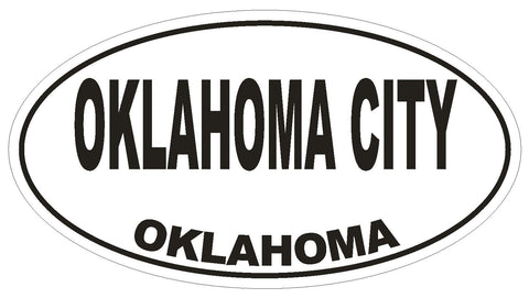 Oklahoma City Oklahoma Oval Bumper Sticker or Helmet Sticker D1683 Euro Oval - Winter Park Products