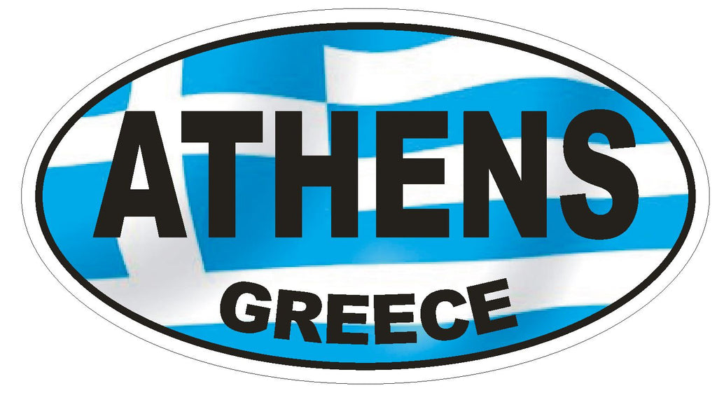 Athens Greece Oval Bumper Sticker or Helmet Sticker D1698 Euro Oval - Winter Park Products