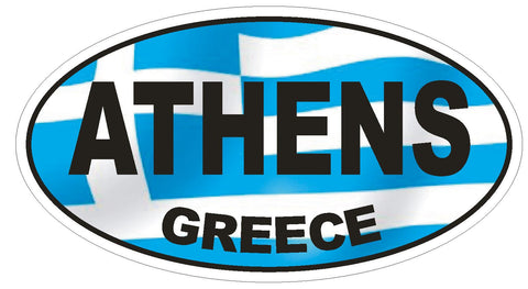 Athens Greece Oval Bumper Sticker or Helmet Sticker D1698 Euro Oval - Winter Park Products