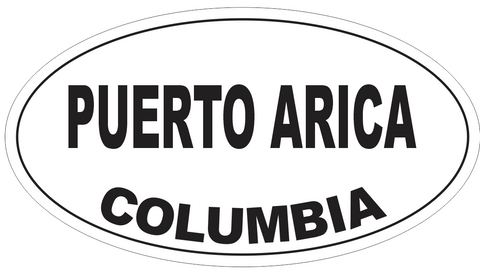 Puerto Arica Columbia Oval Bumper Sticker or Helmet Sticker D4940