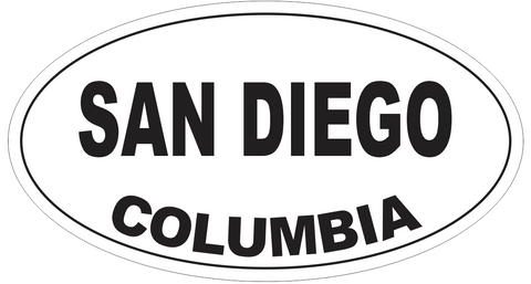 San Diego Columbia Oval Bumper Sticker or Helmet Sticker D5411