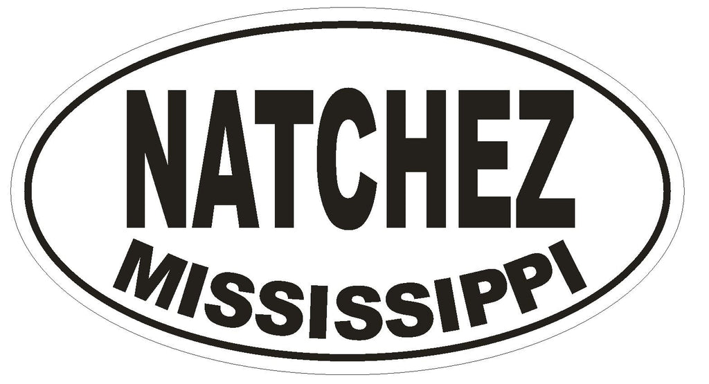Natchez Mississippi Oval Bumper Sticker or Helmet Sticker D1487 Euro Oval - Winter Park Products