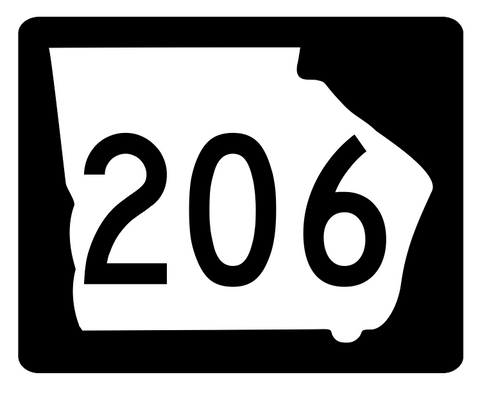 Georgia State Route 206 Sticker R3872 Highway Sign