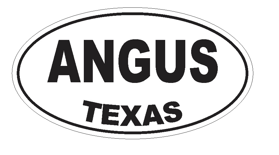 Angus Texas Oval Bumper Sticker or Helmet Sticker D3115 Euro Oval - Winter Park Products
