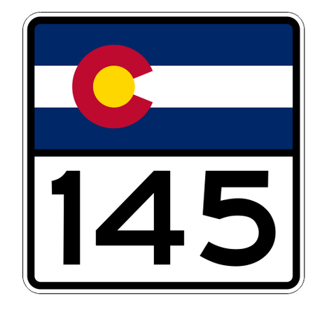 Colorado State Highway 145 Sticker Decal R1864 Highway Sign - Winter Park Products