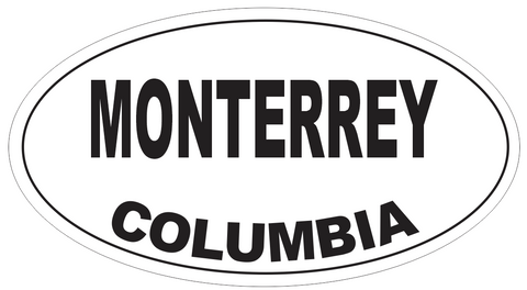 Monterrey Columbia Oval Bumper Sticker or Helmet Sticker D4390
