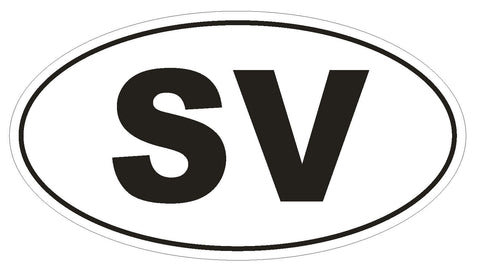 SV El Salvador Oval Bumper Sticker or Helmet Sticker D2050 Country Code - Winter Park Products