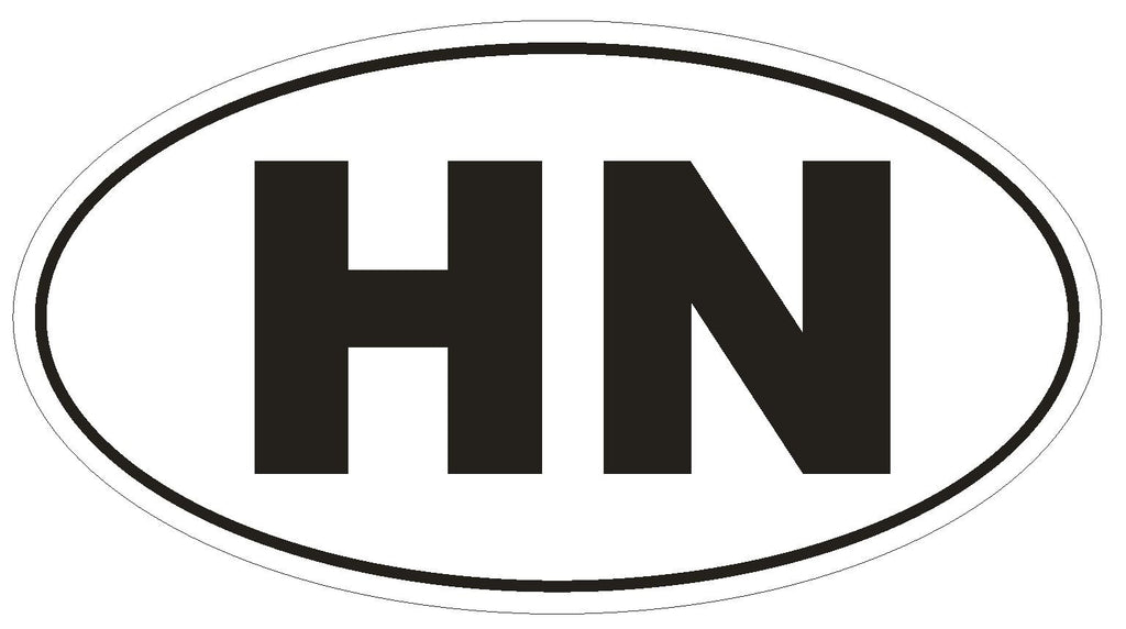 HN Honduras Oval Bumper Sticker or Helmet Sticker D2070 Euro Oval Country Code - Winter Park Products