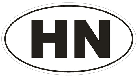 HN Honduras Oval Bumper Sticker or Helmet Sticker D2070 Euro Oval Country Code - Winter Park Products