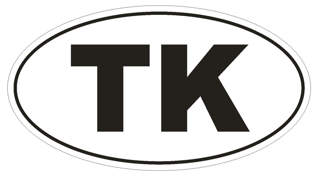 TK Tokelau Oval Bumper Sticker or Helmet Sticker D2038 Country Code - Winter Park Products